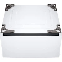 White Electric Front Load Washer/Dryer Pair with Storage Pedestals