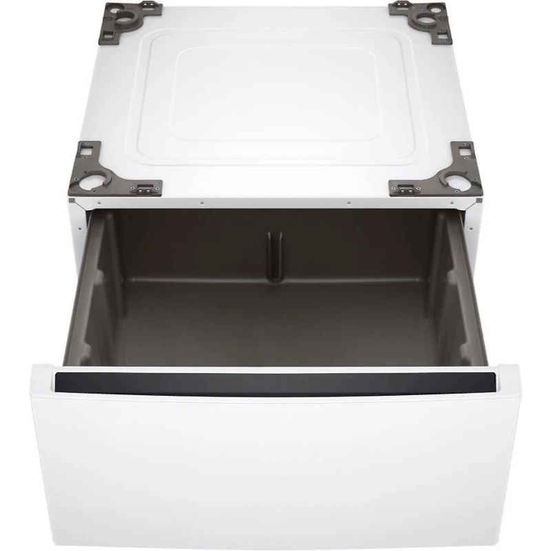 White Electric Front Load Washer/Dryer Pair with Storage Pedestals