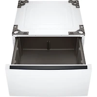 White Electric Front Load Washer/Dryer Pair with Storage Pedestals