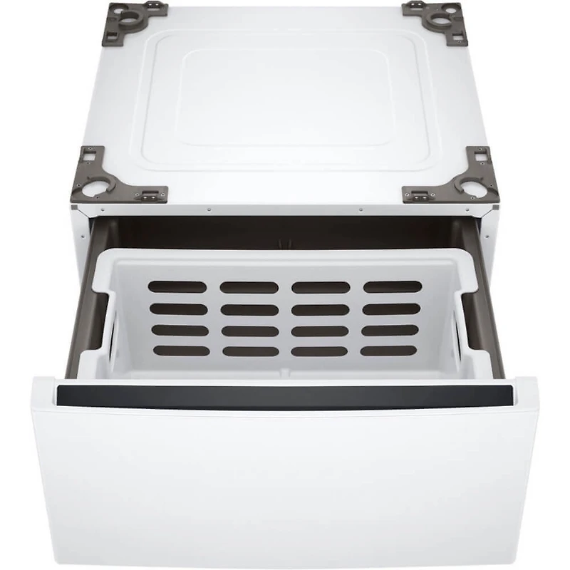 White Electric Front Load Large Capacity Washer/Dryer Pair with Storage Pedestals