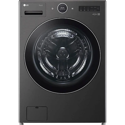 Black Steel Front Load Smart Washer/Dryer Pair With Storage Pedestals
