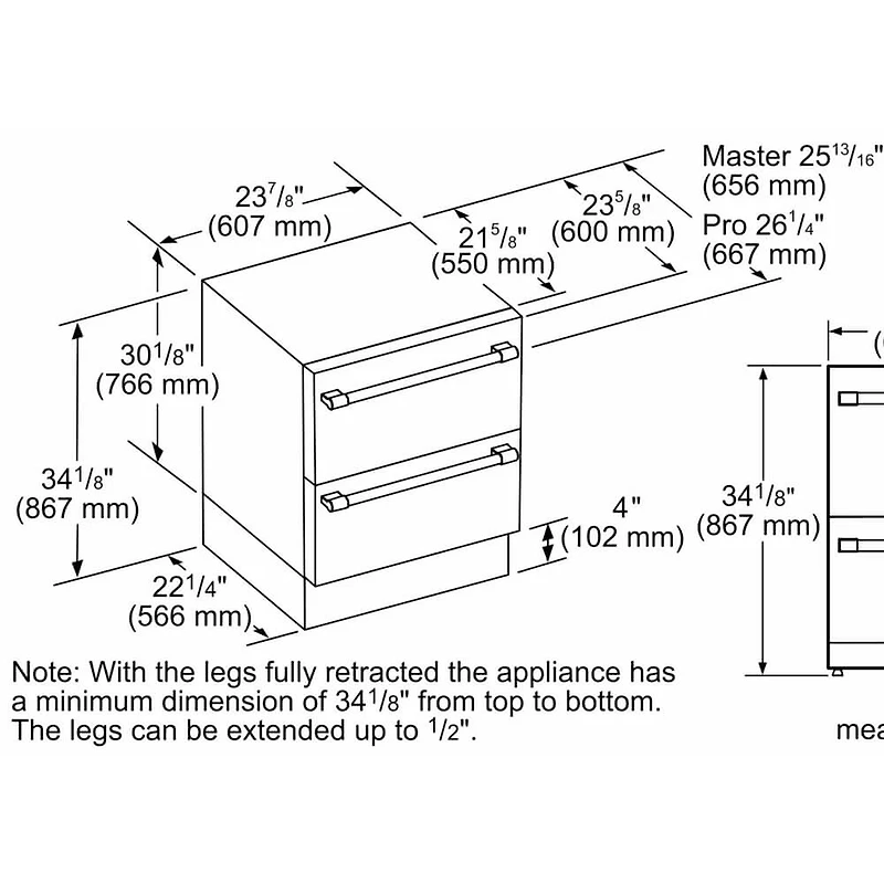 4.3 Cu. Ft. Panel Ready Undercounter Double Drawer Freezer/Refrigerator