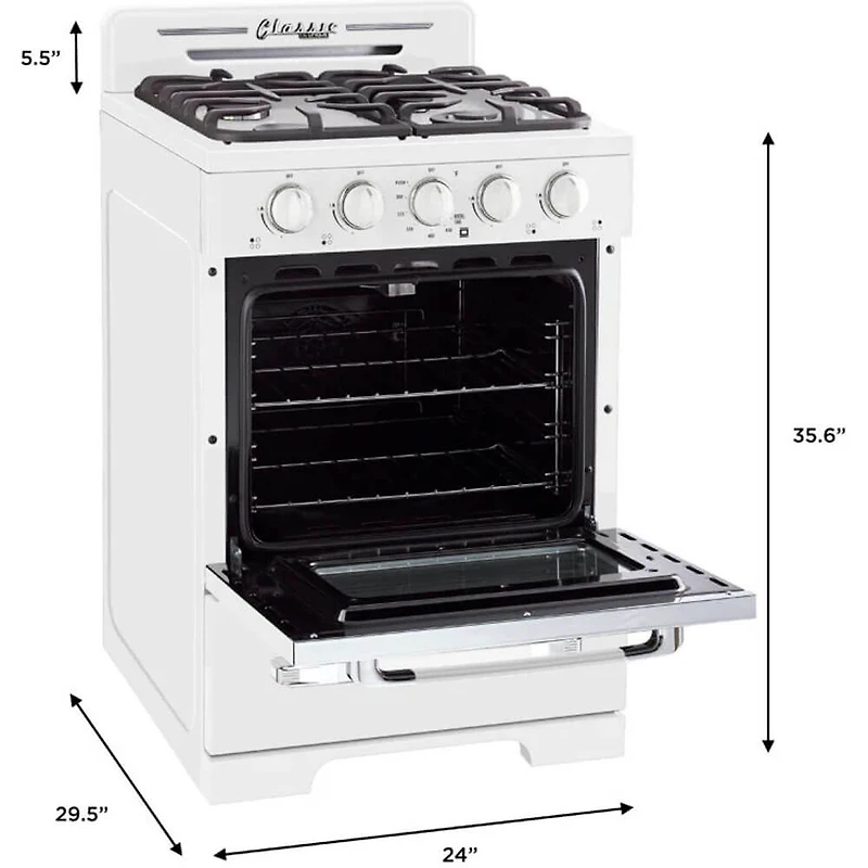 2.3 Cu. Ft. Marshmallow White Retro Freestanding Propane Range