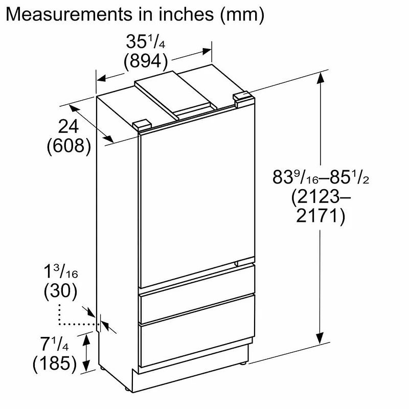 18.8 Cu. Ft. Freedom Collection Panel Ready Built-In Bottom Freezer Smart Refrigerator