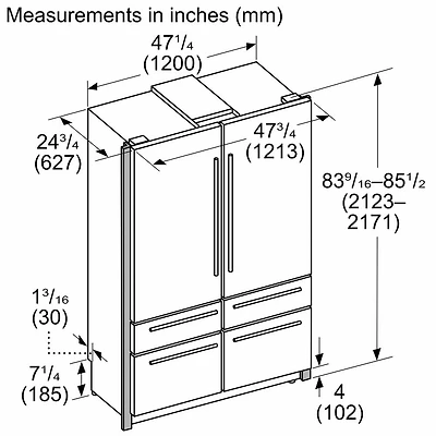 26.8 Cu. Ft. Freedom Collection Masterpiece Stainless 6-Door French Door Built-In Smart Refrigerator