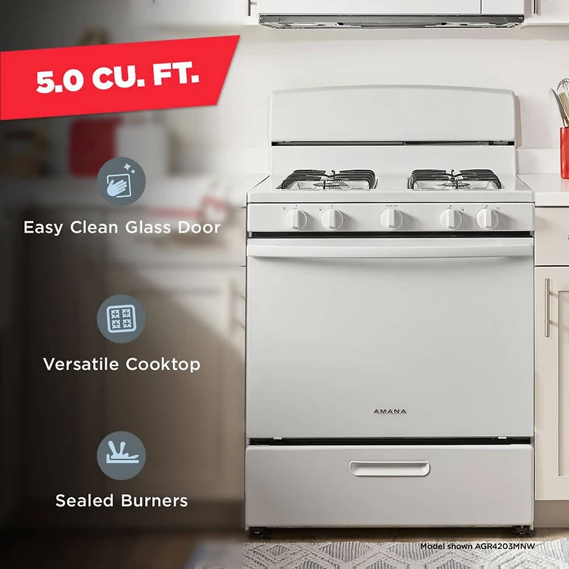 5.0 Cu. Ft. White Freestanding Gas Range