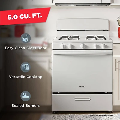 5.0 Cu. Ft. White Freestanding Gas Range