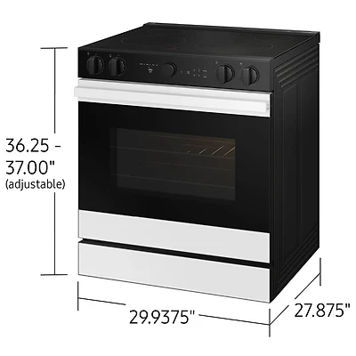 6.3 Cu. Ft. Bespoke White Glass Slide-In Electric Convection Smart Range with Air Fry