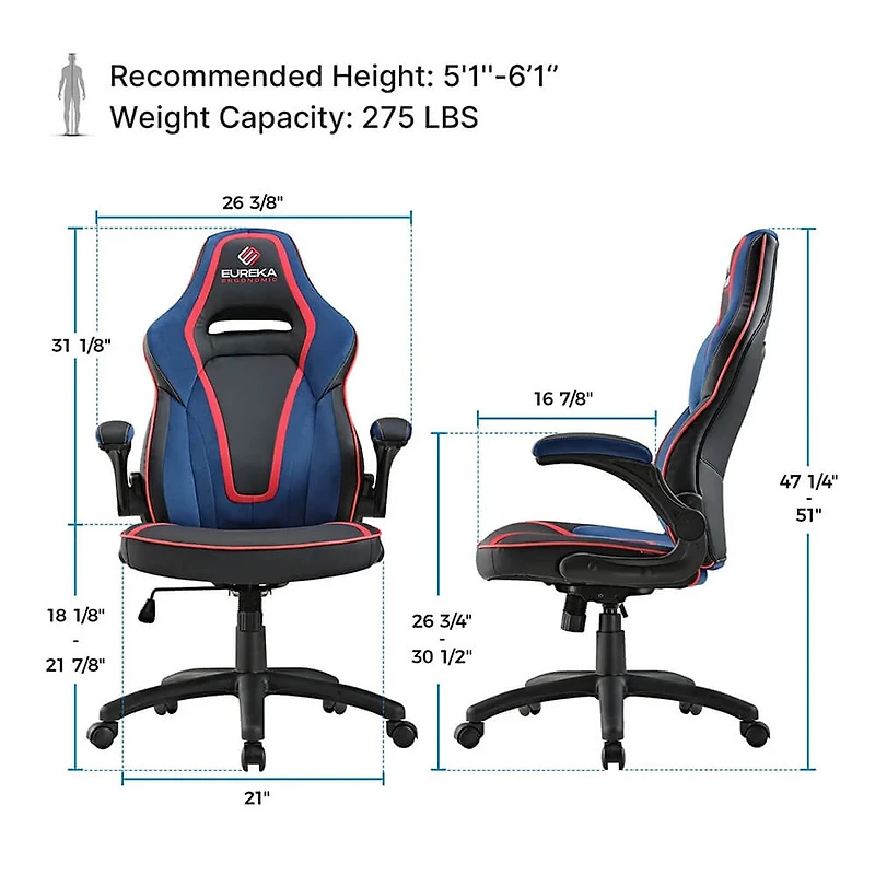 Vortex Ergonomic Gaming Chair - Red/Blue