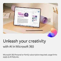 Surface Pro Copilot+ PC 12 inch, Snapdragon X Plus, 16GB RAM, 256GB UFS, Keyboard, Pen, and 365 Personal Surface Pro Bundle