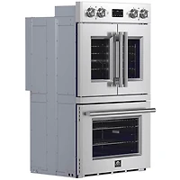 30 inch Gallico Stainless French Door Double Electric Wall Oven