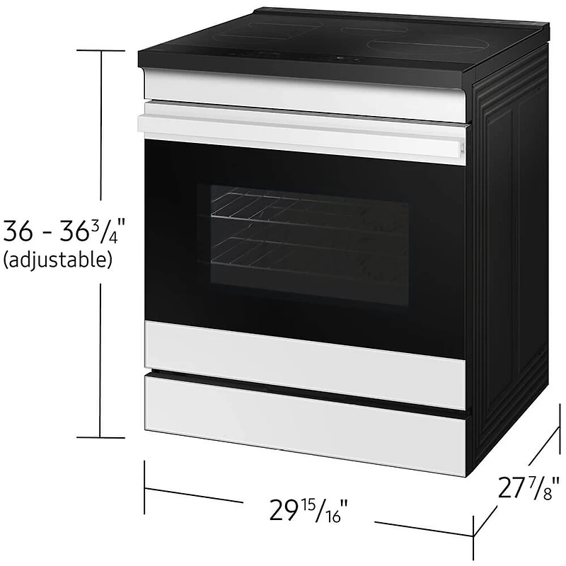 6.3 Cu. Ft. Bespoke White Glass Slide-In Convection Smart Induction Range