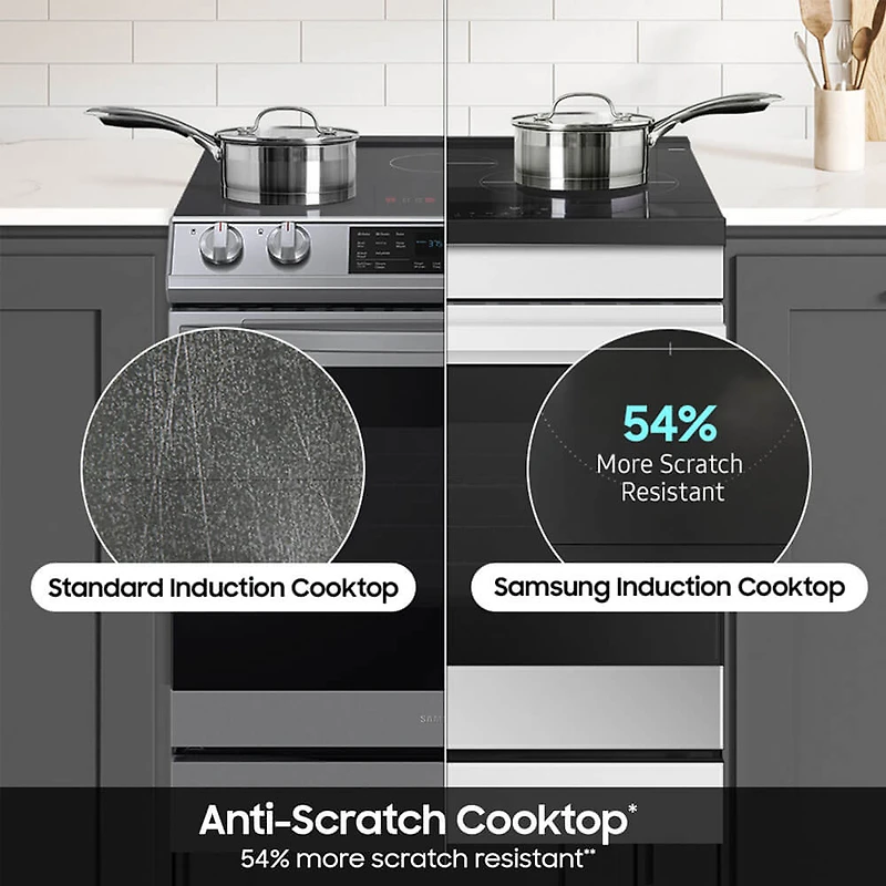 6.3 Cu. Ft. Bespoke White Glass Slide-In Convection Smart Induction Range