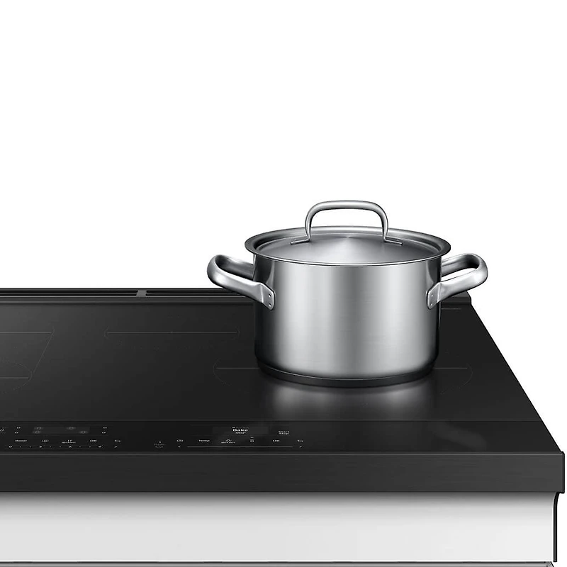 6.3 Cu. Ft. Bespoke White Glass Slide-In Convection Smart Induction Range