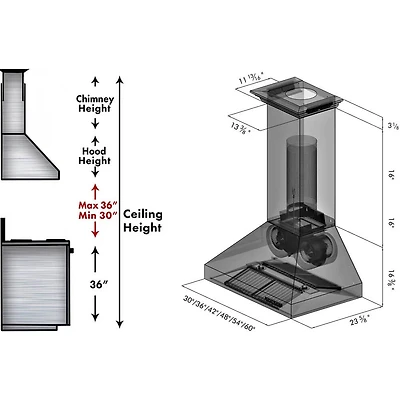 48 inch Stainless Professional Ducted Wall Mount Range Hood