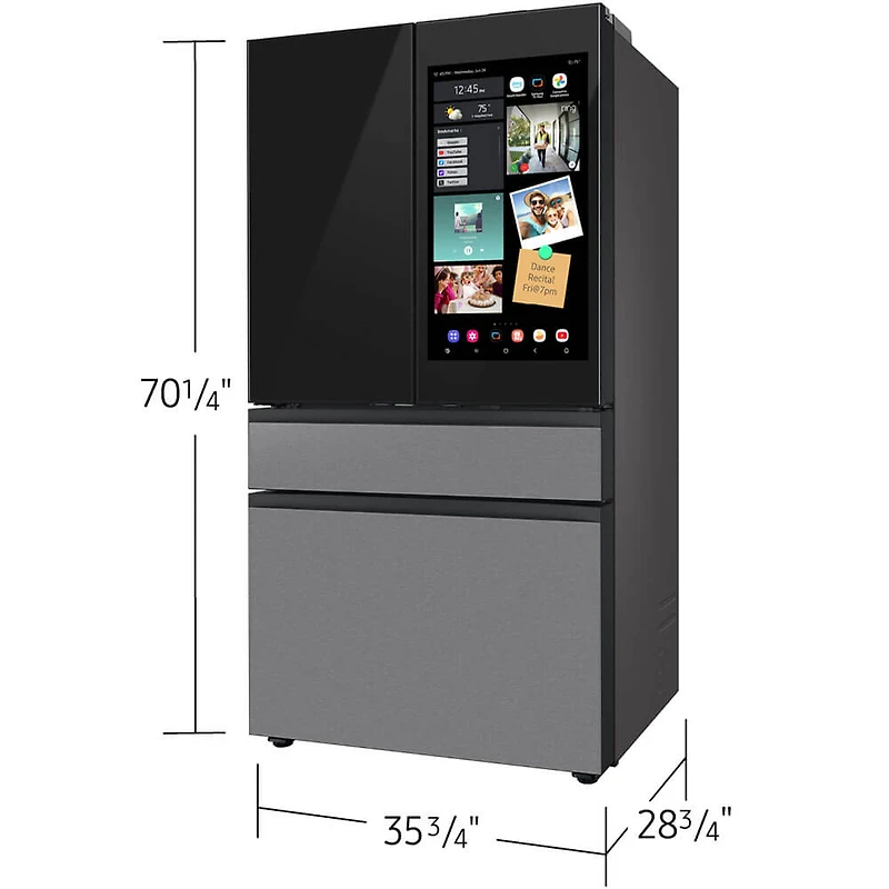 23 Cu. Ft. Charcoal Glass/Stainless 4-Door French Door Counter Depth Smart Refrigerator