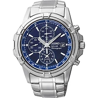 Essentials Collection Solar Alarm Chronograph Watch - Stainless/Blue