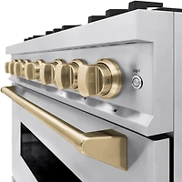 5.2 Cu. Ft. Autograph Edition Stainless and Bronze Freestanding Convection Gas Range