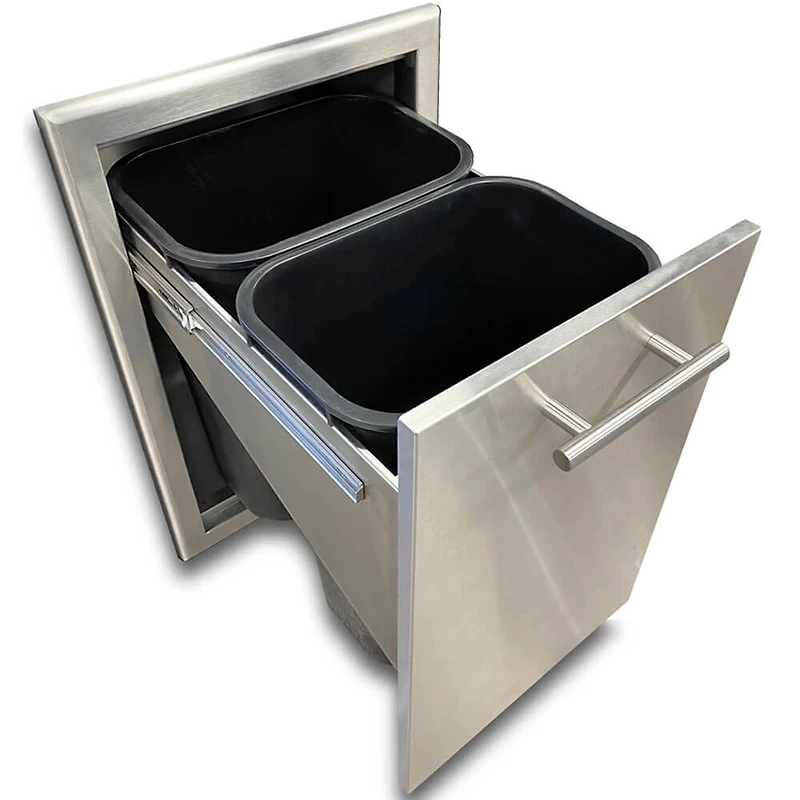 20 inch Stainless Built-In Roll Out Trash Drawer for Outdoor Kitchens
