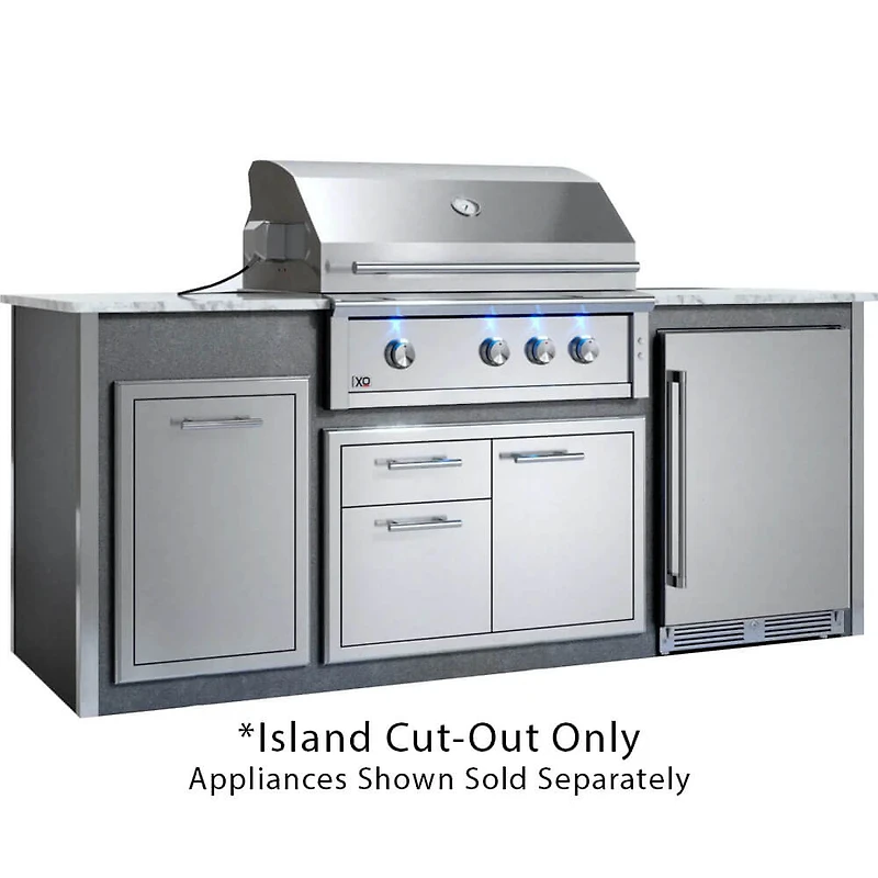 26 inch Gray Quartz Appliance Ready Grill Island