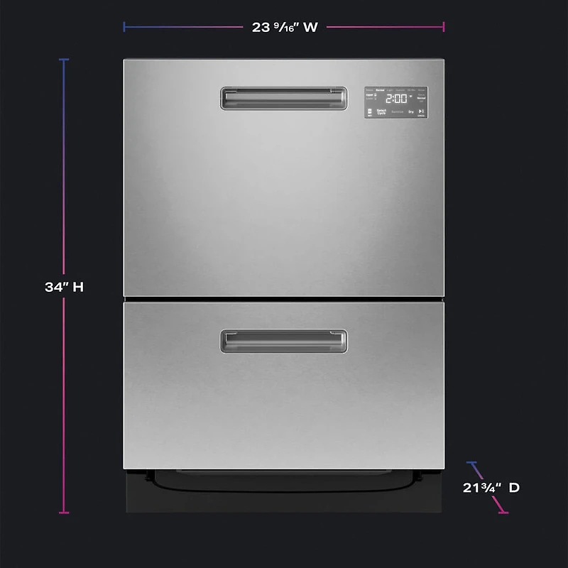 45 dBA Stainless Front Control Double Drawer Smart Dishwasher