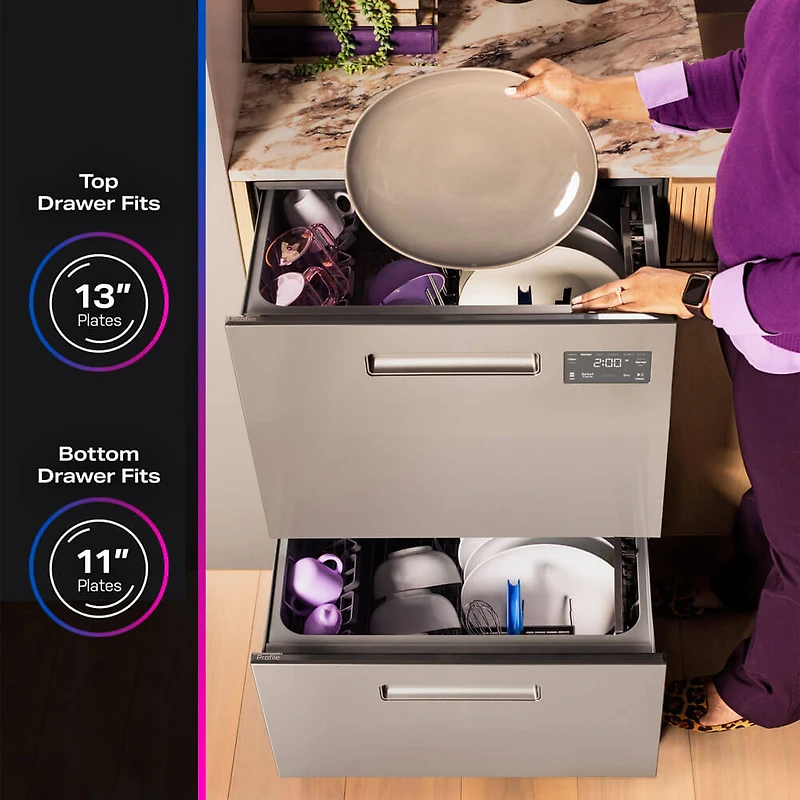 45 dBA Stainless Front Control Double Drawer Smart Dishwasher