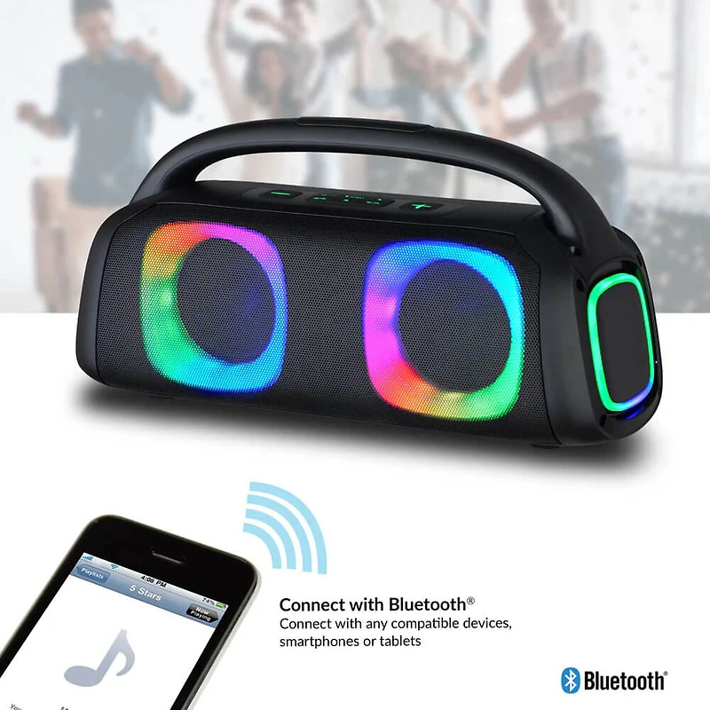 Portable Bluetooth Speaker with RGB Light Effects and Remote Control