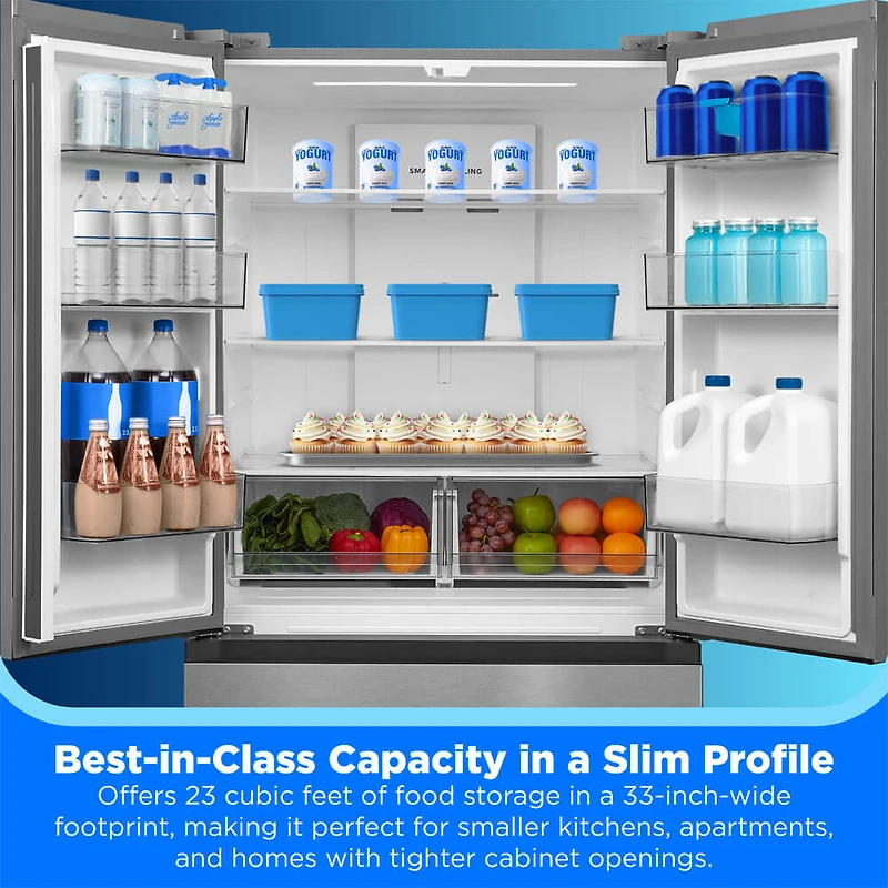 22.6 Cu. Ft. Stainless French Door Counter-Depth Garage Ready Smart Refrigerator
