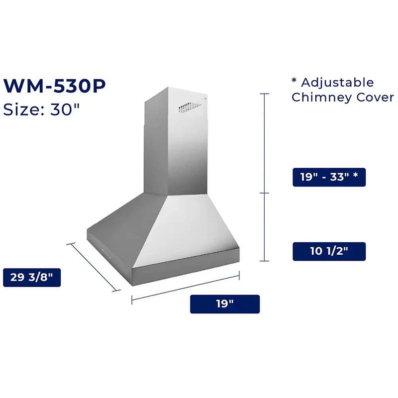 30 inch Matte Black PRO Convertible Wall Mount Range Hood