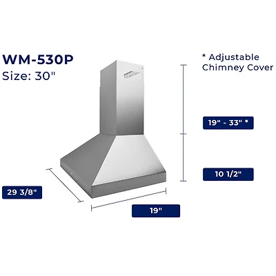 30 inch Matte Black PRO Convertible Wall Mount Range Hood