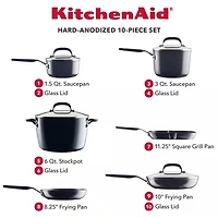 10 Pc. Hard Anodized Aluminum Nonstick Cookware Set - Black