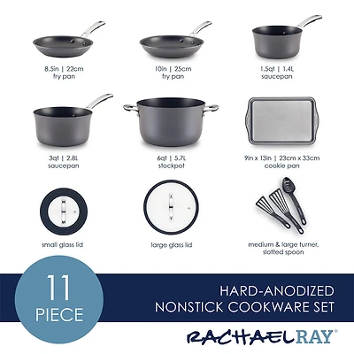 Cook + Create 11 Piece Hard Anodized Nonstick Cookware Set