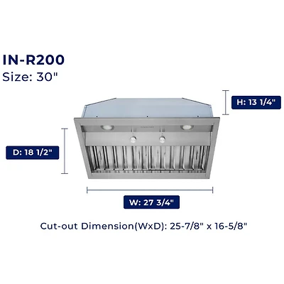 inch Stainless Convertible Under Cabinet Range Hood Insert