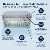 inch Stainless Convertible Under Cabinet Range Hood Insert