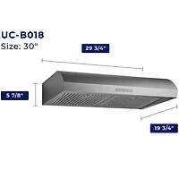 30 inch Stainless Under Cabinet Convertible Range Hood