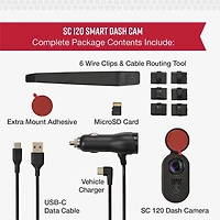 SC 120 QHD 1440p Smart Dash Cam with Built-In Wifi and 16GB MicroSD Card