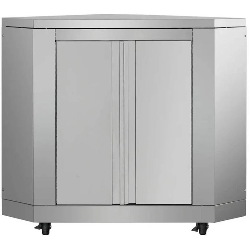 6 Pc. L Shaped Modular Outdoor Kitchen Island Suite w/ 4-Burner Propane Gas Grill