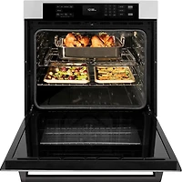 30 inch Professional Stainless Electric Convection Single Wall Oven with Matte Black Handles