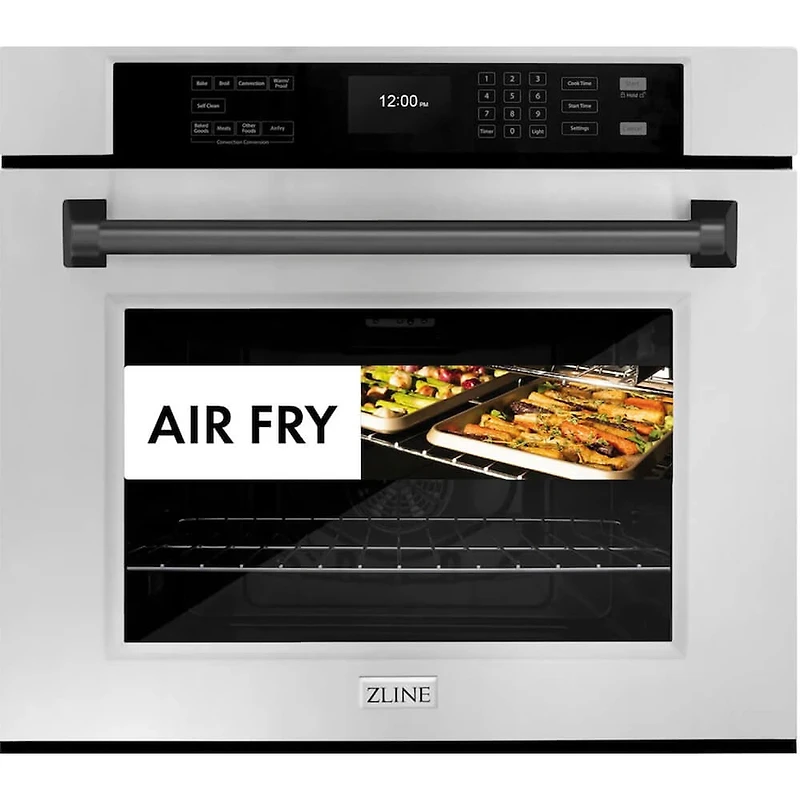 30 inch Professional Stainless Electric Convection Single Wall Oven with Matte Black Handles