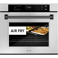 30 inch Professional Stainless Electric Convection Single Wall Oven with Matte Black Handles