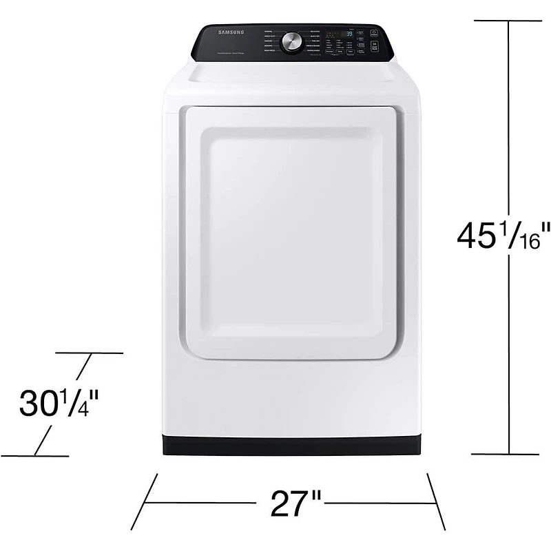 7.4 Cu. Ft. White Top Load High Efficiency Electric Smart Dryer