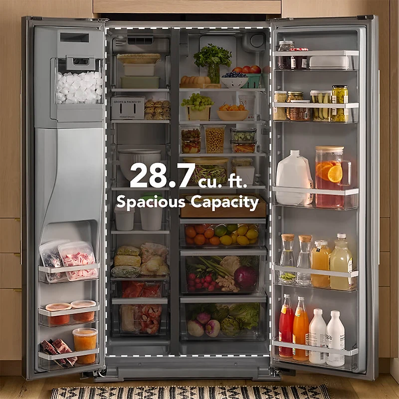 28.7 Cu. Ft. Stainless Side-By-Side Refrigerator - OPEN BOX
