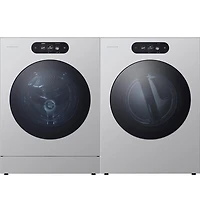 Brushed Platinum Front Load High Efficiency Smart 5.8 Cu. Ft. Washer/9 Cu. Ft. Electric Dryer Laundry Pair with SideKick and Pedestal