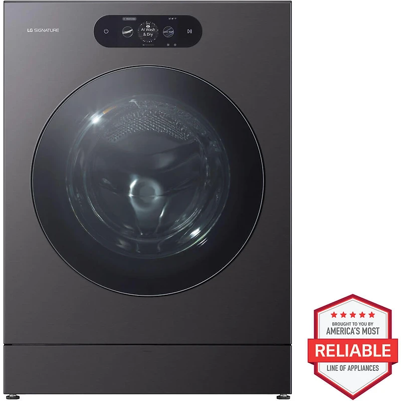 5.8 Cu. Ft. Brushed Black Steel Front Load Smart All-in-One Washer/Dryer Combo