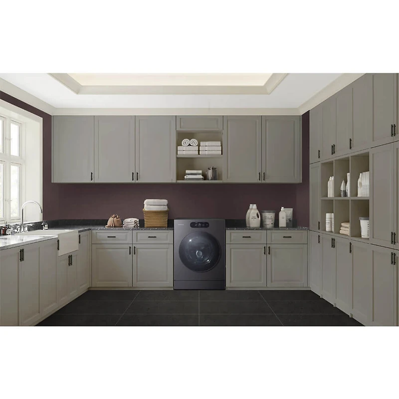 5.8 Cu. Ft. Brushed Black Steel Front Load Smart All-in-One Washer/Dryer Combo