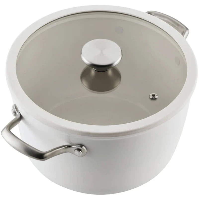 10-Pc. Ceramic Nonstick Cookware Set with Halo LaserDefense - Pearl White