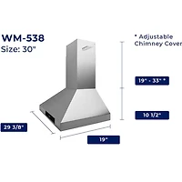 30 inch Black Convertible Wall Mount Range Hood