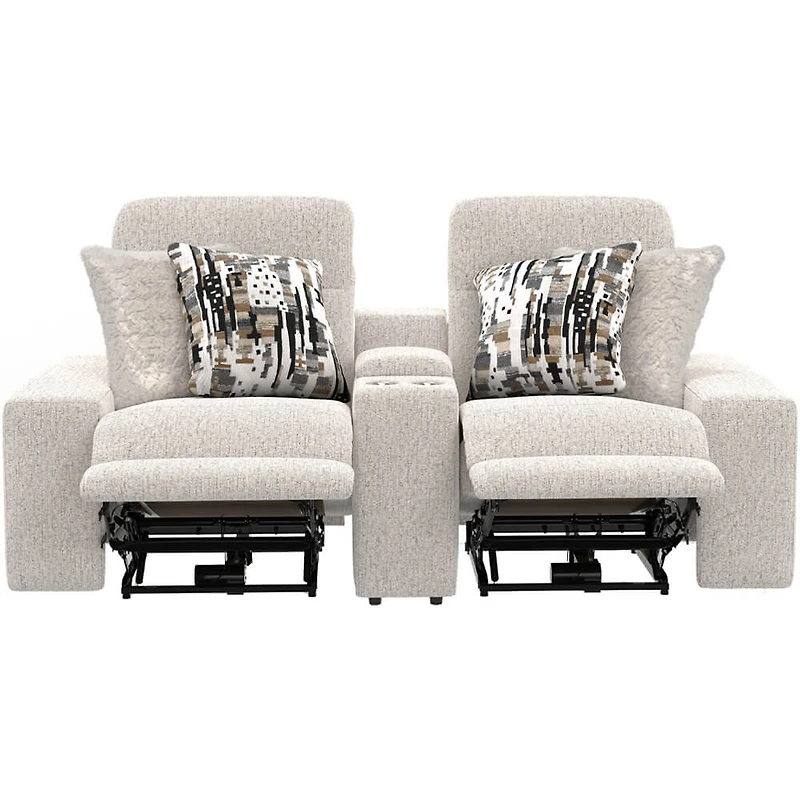 Darby Power Reclining Console Loveseat with Power Adjustable Headrest - Cotton