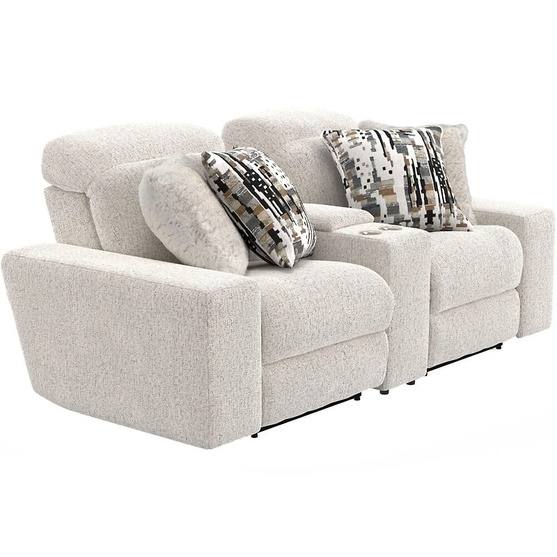 Darby Power Reclining Console Loveseat with Power Adjustable Headrest - Cotton