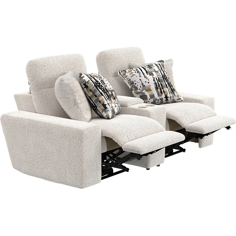 Darby Power Reclining Console Loveseat with Power Adjustable Headrest - Cotton